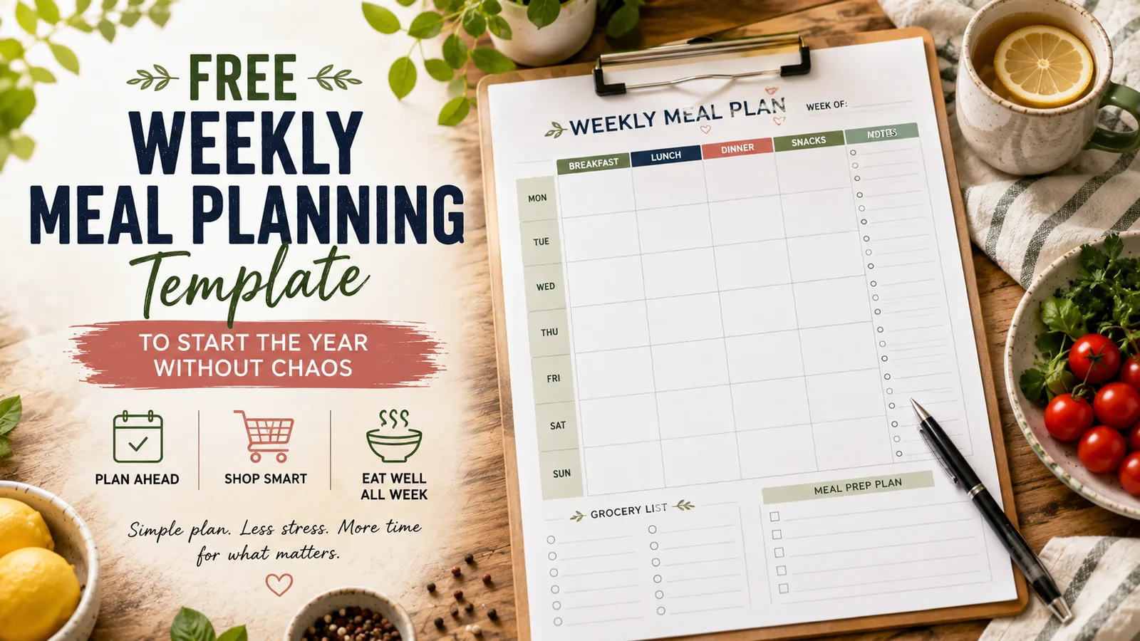 Free Weekly Meal Planning Template to Start the Year Without Chaos